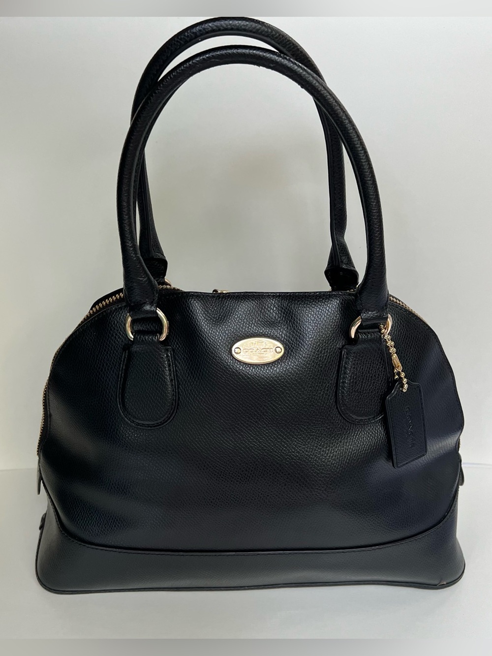 Coach Black Leather Satchel with Gold Hardware
